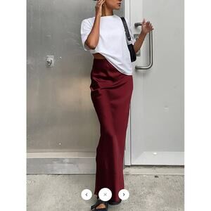 Commense Burgundy Midi Skirt